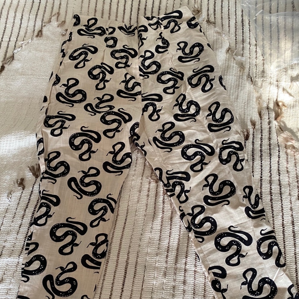 Wacky all over snake print LINEN pants